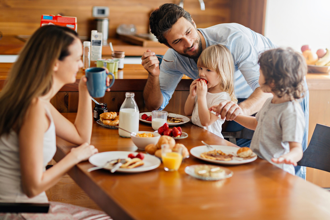 Family having breakfast